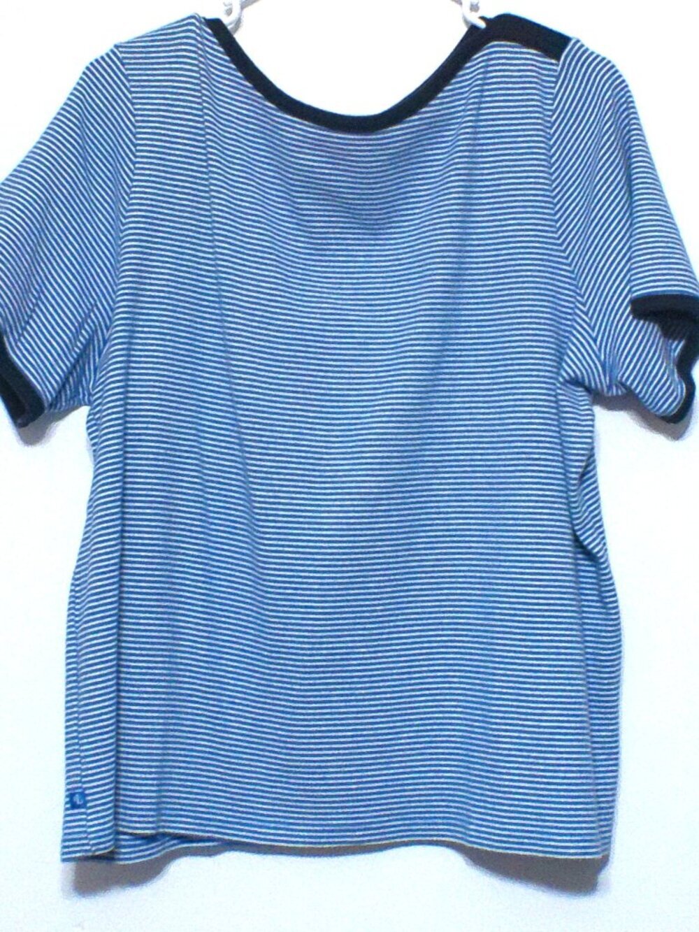 Lauren Ralph Lauren Women’s 2X Blue Striped Short Sleeve Top RL Logo Cotton